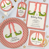 Fun Jolly Kerstmis Elf Legs op Stripes Holiday Kartonnen Onderzetters