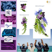 Blauw en paars bloemmotief  bedankjes labels