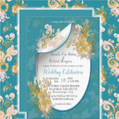 Joyful Abstract Snoep-blauw - Roze bloemen Kaart