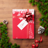 Moderne vrolijke, gedurfde rode kerstboom sticker (Personaliseer de collectie van deze zelfstandige maker.)