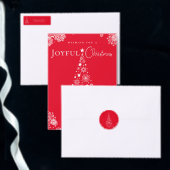 Moderne vrolijke, gedurfde rode kerstboom sticker (Personaliseer de collectie van deze zelfstandige maker.)