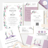 Elegante, minimale pastelkleur bloemenbruiloft kaart