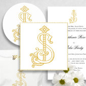 BEWERKBARE KLEUREN SJ Monogram JS Monogram Uitnodi Kaart