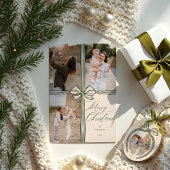 Elegante Polka Dot Christmas Bow Photo Keepsake Keramisch Ornament