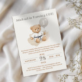 Judo Bear Turns One" – 1st Birthday 【Black-belt】 Papieren Bordje