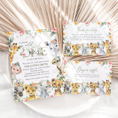 Oerwouden, Safari, Bloemen, Baby shower All In One Uitnodiging