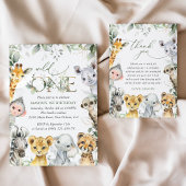 Jungle Animals, Safari, Wild One, First Birthday Kaart
