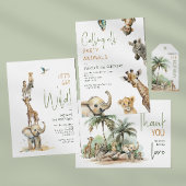 Oerwoud Safari Dieren Horizontaal Verjaardagsfeest Bedankkaart