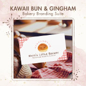 Kawaii Bun Rode Gingham Brood Verzorgingsinstructi Bedankkaart