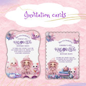 Kawaii Schattige Roze Halloween Verjaardag Uitnodiging Briefkaart
