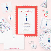 Virtuele Eerste Verjaardag Ijs Zoom Feest Aqua Kaart