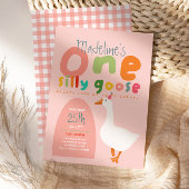 Jongens Gekke Goose Eerste Verjaardag Gingham Favo Ronde Sticker