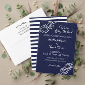 Bind De Knoop Nautisch Touw Wit & Navy Wedding Bedankkaart (Personaliseer deze collectie van deze onafhankelijke maker. Test)