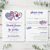 Koreaans Amerikaans hart vlaggen bruiloft Kaart (Personaliseer de collectie van deze zelfstandige maker.)