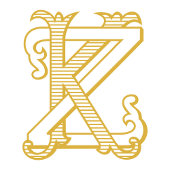 KZ of ZK Monogram  antiek sticker in goud