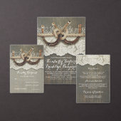 Kant Houten Hoefijzers Rustiek Land Save the Date Aankondigingskaart (Personaliseer de collectie van deze zelfstandige maker.)