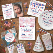 Land Of The Three! 4 juli 3e verjaardagsfeestje Ronde Button 3,2 Cm