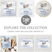 Binnenkort landend Boy Airplane Baby shower Book R Informatiekaartje
