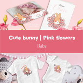 Faire-part naissance lapin photo Florals Aankondiging