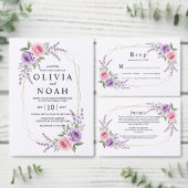 Lavendel en Roze Roos Geometrische Bewaar de Datum Save The Date (Personaliseer de collectie van deze zelfstandige maker.)