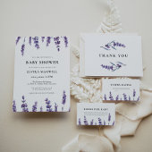 Elegant bloemenlavendel Baby shower Bedankkaart
