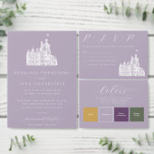 Lavender Vintage Castle Illustration Wedding Plaatskaartje (Personaliseer de collectie van deze zelfstandige maker.)