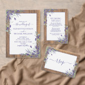 Lavender Eucalyptus Script Wood Weddenschap RSVP Uitnodiging Briefkaart (Personaliseer de collectie van deze zelfstandige maker.)