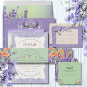 Lavender Fields Westerne Boho bruiloft uitnodiging
