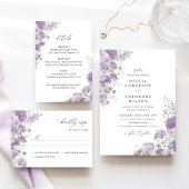 Lavender Floral Elegant Wedding Ceremony Program Programmakaart