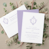 Lavendel bruiloft Monogram Vintage Crest Etiket (Personaliseer deze collectie van deze onafhankelijke maker. Test)