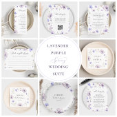 Lavendel Violet Bloemen Script Monogram Bruiloft Kaart