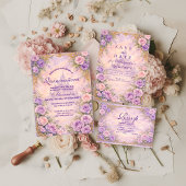 Lavender Rose Gold Garden Quinceañera Kaart