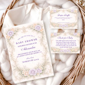 Lavender Rose Ornate Baby Shower Kaart