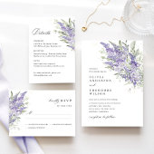 Lavender & Sage Green Floral Photo Wedding Kaart