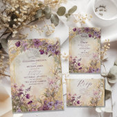 Lavendel Vintage bruiloft Art Nouveau Mucha Kaart