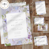 Lavender Wildflower Garden Romantic Wedding Kaart