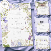 Lavendel Wilde Bloementuin Romantische Witte Bruil RSVP Kaartje