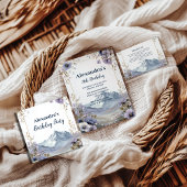 Lavender Wildflower Mountain Birthday Kaart