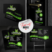 Zwart Groen Lawn Care Landscaping Mowing Lawncare Flyer