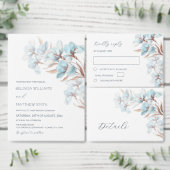 Turquoise Rose Gold Artistic Flowers  Invitation Kaart (Personaliseer de collectie van deze zelfstandige maker.)
