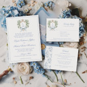 Traditionele bladkam w / boog | Monogram bruiloft Kaart