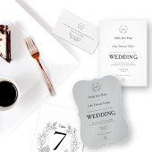 Zwart Blad Monogram/Namen/Datum Bruiloft Gastenboek