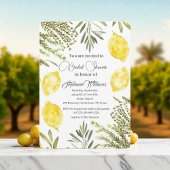 Botanical Herbs Lemons Watercolor Bridal Shower  Kaart