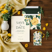 Lemon Blossom Floral Tree Elegant Minimal Wedding Save The Date
