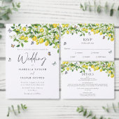 Zomer Botanische Lemon Bruiloft Goud Folie Uitnodiging (Personaliseer de collectie van deze zelfstandige maker.)