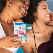 Laten we Flamingle Beach Party Verjaardag Vierkante Sticker