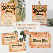 Laten we Groovy Retro Baby shower Luierloof halen Informatiekaartje