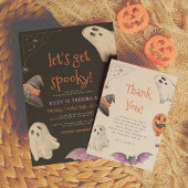 Reële Folie | Spooky Halloween Black Birthday Part Folie Uitnodiging Briefkaart