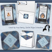 Modieuze Denim Verjaardag Foto Adresetiketten Etiket