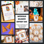 Waterverf Halloween Verjaardagstaart Dank u Bedankzakje